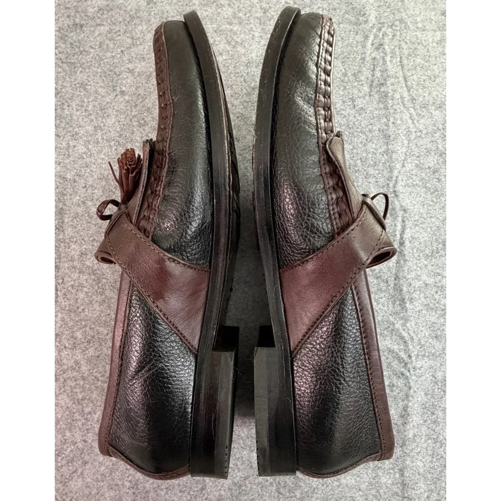 Johnston & Murphy Mens Two Tone Brown Leather Kiltie Tassel Loafers Shoes‎